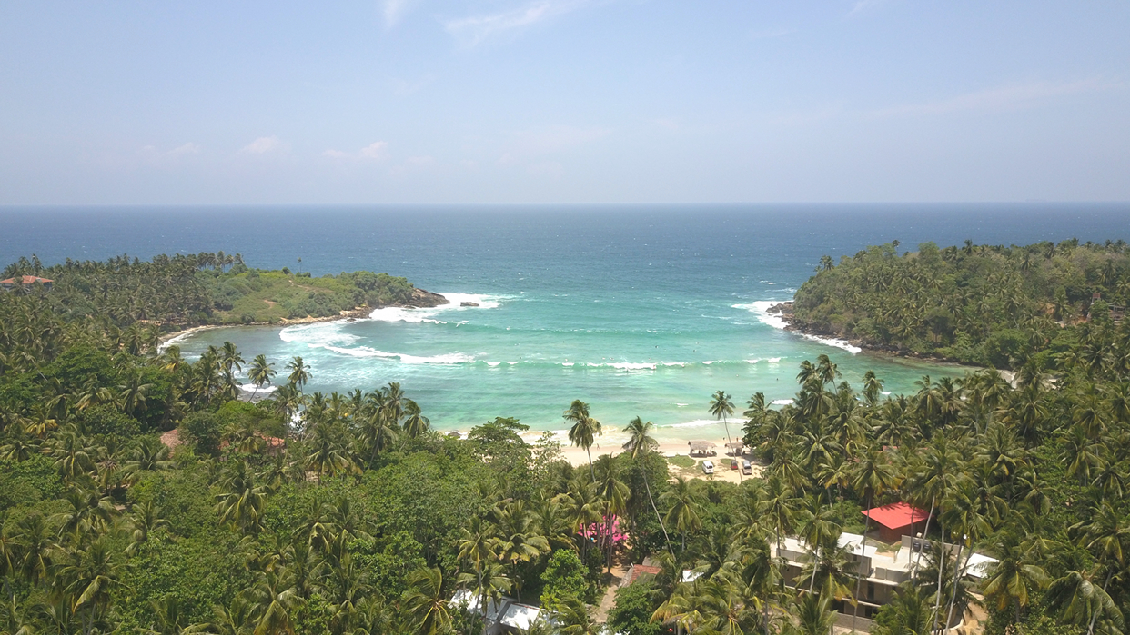 Aerial view of Hiriketiya Bay